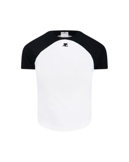 Courreges Black Circle Contrast T-Shirt With Contrast Details