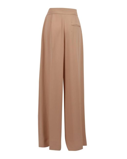 Alberta Ferretti Natural High-Waisted Wide-Leg Trousers With Tailored Silhouette