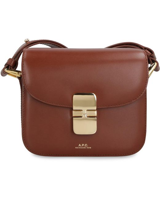 A.P.C. Brown Grace Leather Mini Crossbody Bag