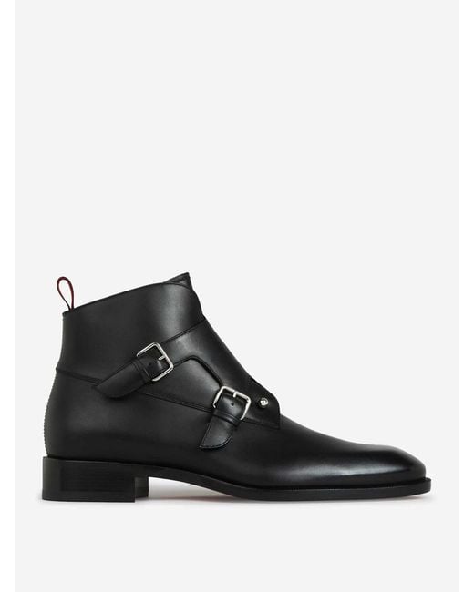 Christian Louboutin Black Chambelimonk Leather Boots for men