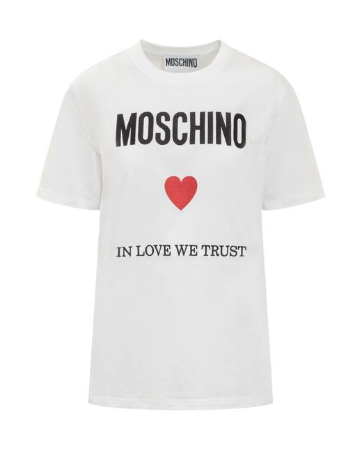 Moschino White T-shirt In Love We Trust