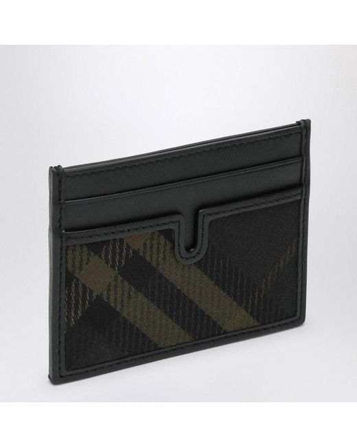 Burberry Black Card Holder With Check Motif for men