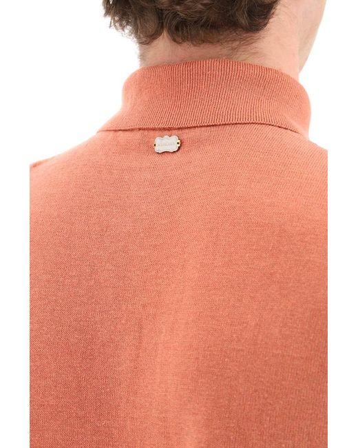 Agnona Pink Linen And Cotton Jersey Polo for men