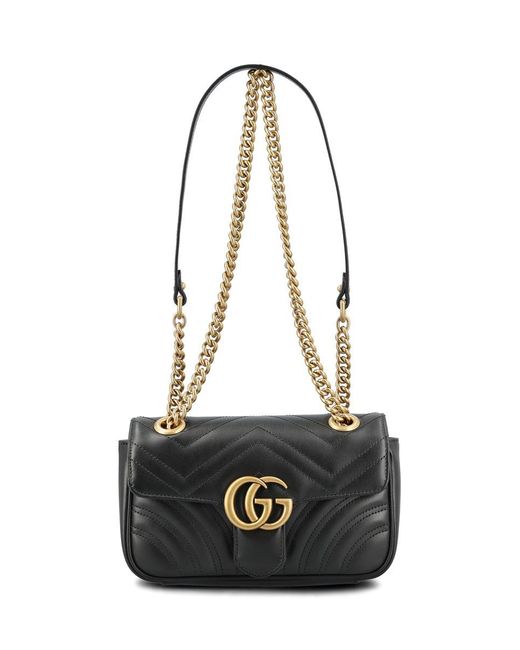 Black Leather GG Marmont Medium Matelassé Shoulder Bag | GUCCI® Canada