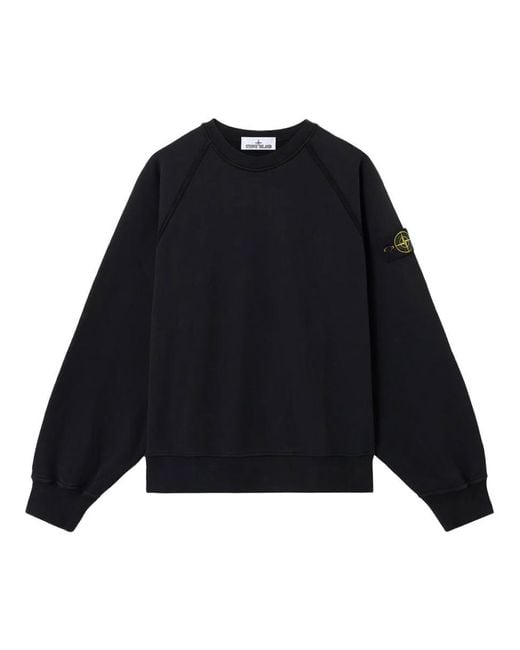 Stone Island Black Oversized Fit Crewneck Sweatshirt for men