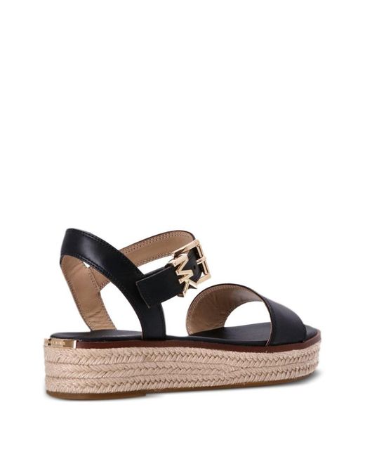 Michael Kors Black Richie Leather Sandals With Side Logo Buckle