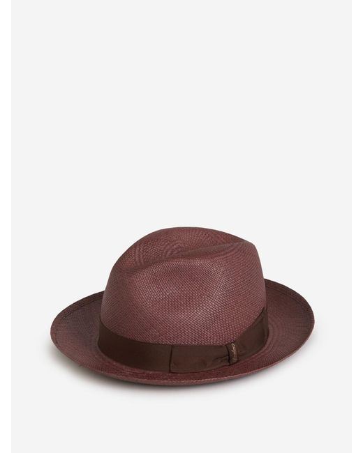 Borsalino Brown Straw Panama Hat for men