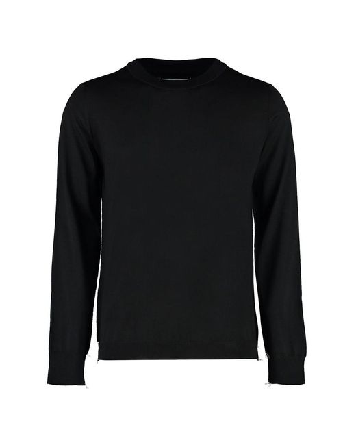 Maison Margiela Black Crew-Neck Wool Sweater for men