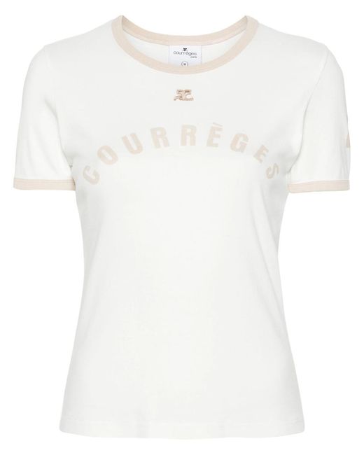 Courreges White T-Shirt With Contrasting Edge