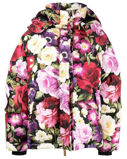 Blumarine Synthetic Floralprint Quilted Hooded Jacket Save 18 Lyst