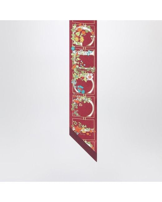 Gucci Red Burgundy Floral Print Scarf
