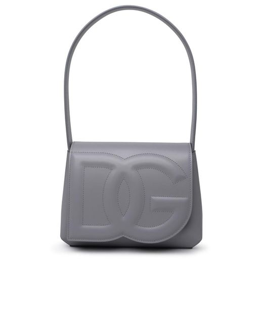 Dolce & Gabbana Gray Dg Logo Bag Shoulder Bag In Grey Calf Leather