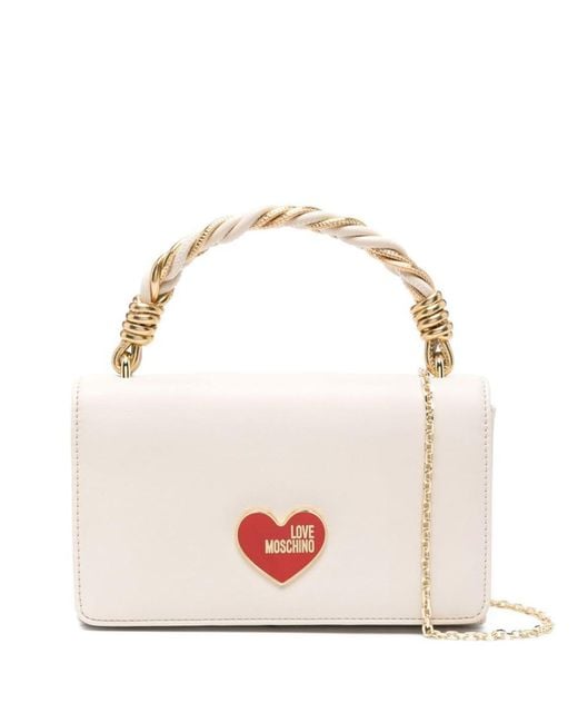 Love Moschino Pink Enamelled-logo Tote Bag