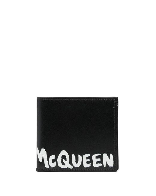 Alexander McQueen Black And White Mcqueen Graffiti Wallet for men