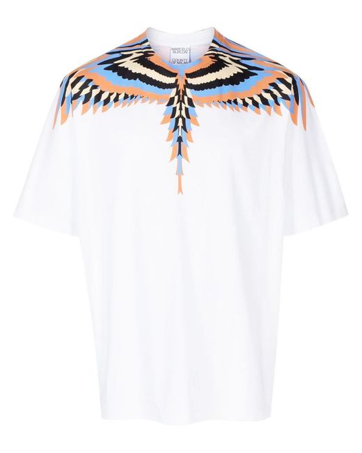 Marcelo Burlon White Optical Wings-print Cotton T-shirt for men