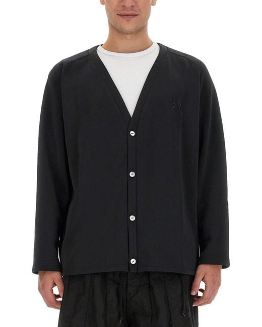 Needles Black Cardigan With Logo for men