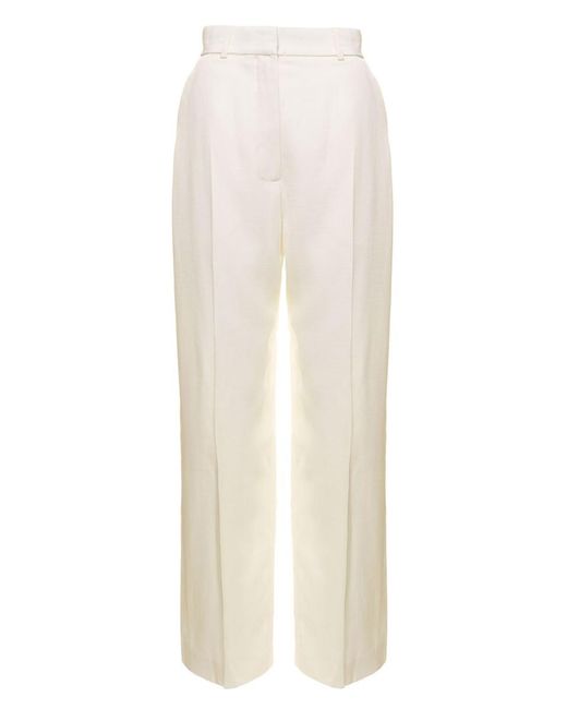 Casablancabrand White Wide Leg Tailored Trousers