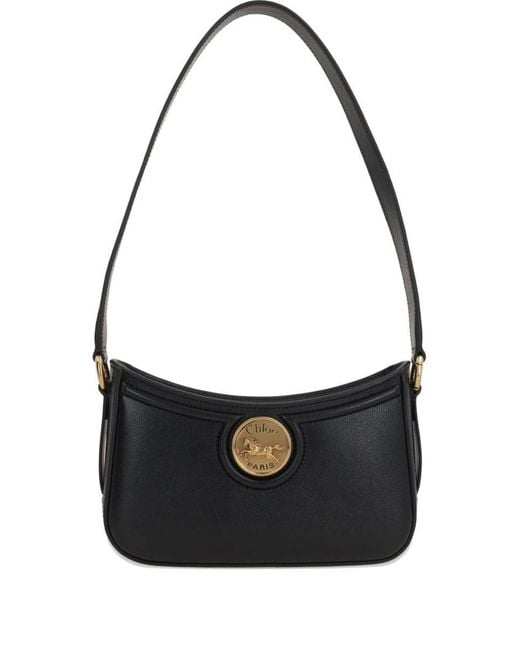 Chloé Black Horse Medal Leather Shoulder Bag