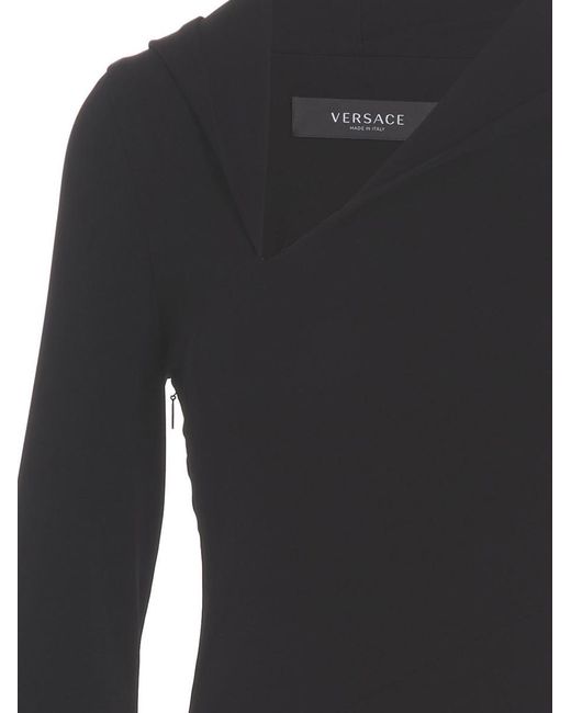 Versace Black Long Cut-out Hooded Dress