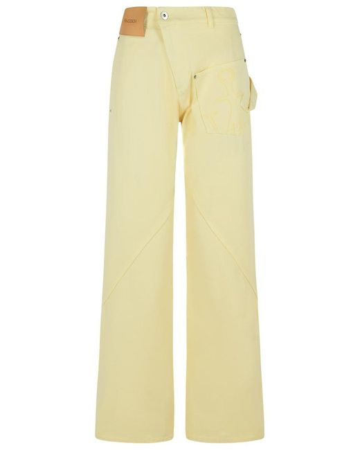 J.W. Anderson Yellow Workwear' Cotton Pants With Twisted Leg