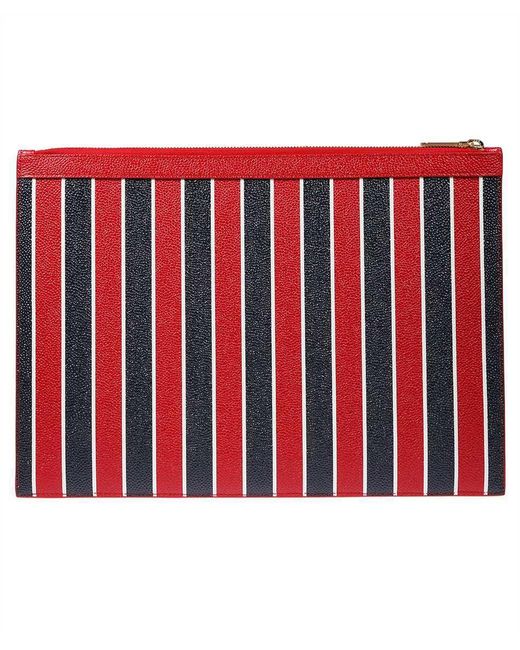Thom Browne Red Leather Flat Pouch for men