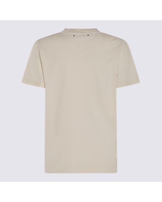 Golden Goose Deluxe Brand Natural Cream And Grey Cotton T-shirt