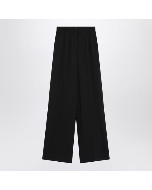 Dolce & Gabbana Black Wool-Blend Trousers