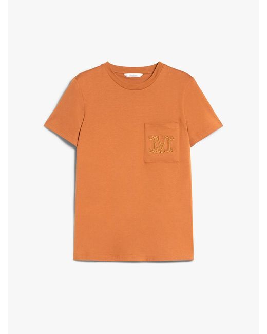Max Mara Orange Cotton T-shirt With Pocket Clothing