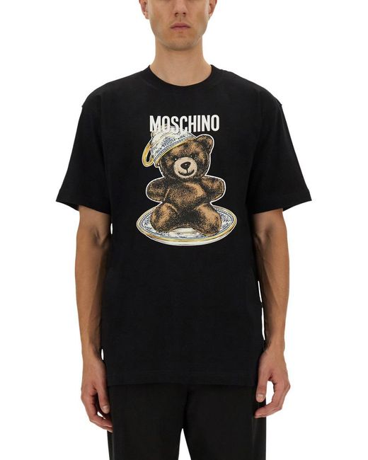 Moschino Black Whimsical Graphic Print T-Shirt for men