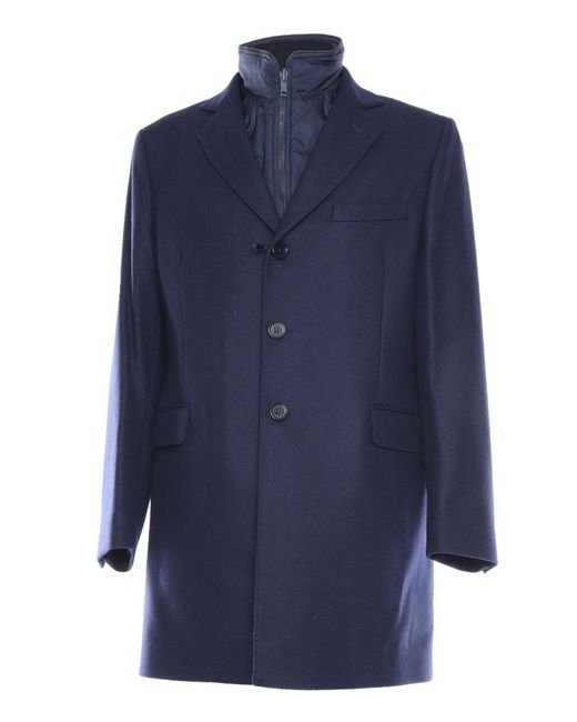Fay Blue Single-Breasted Coat for men