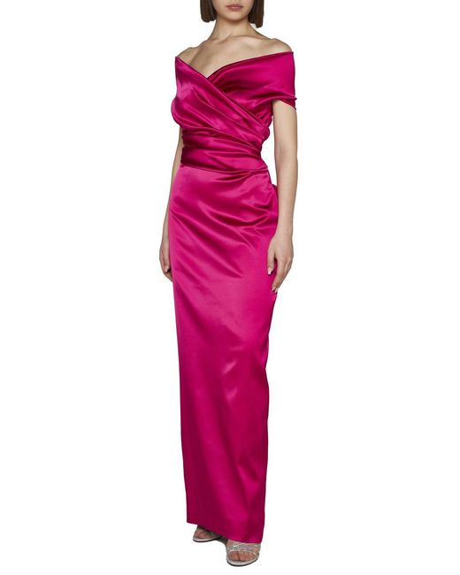 Talbot Runhof Pink Duchesse Satin Long Dress