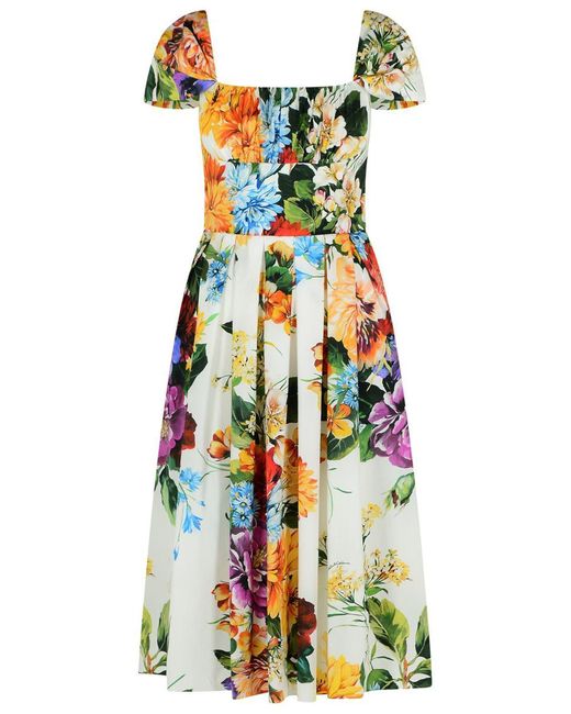 Dolce & Gabbana White Floral Print Dress