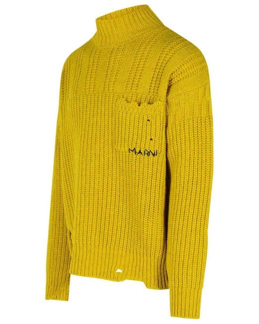 Marni Yellow Mustard Virgin Wool Turtleneck Sweater for men