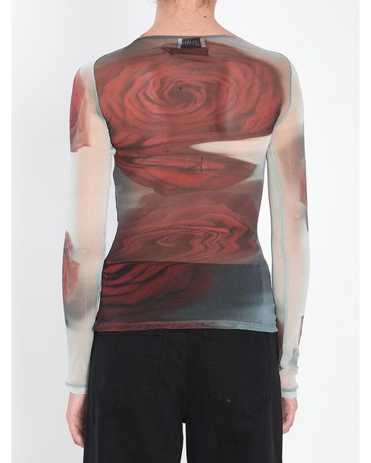 Top Mesh Tattoo Rose Jean-Paul Gaultier Taille L - Manches Courtes - Occasion Très Bon état (vintage)