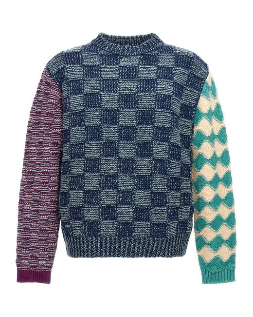 Marni Blue Patterned Yarn Sweater Sweater, Cardigans for men