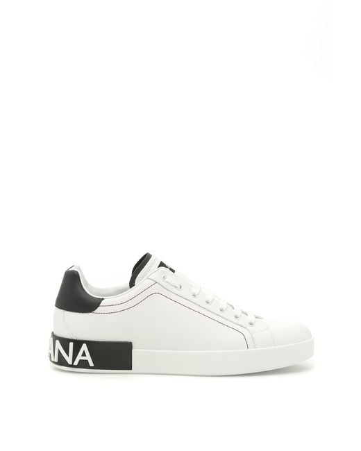 Dolce & Gabbana White Portofino Nappa Leather Sneakers for men
