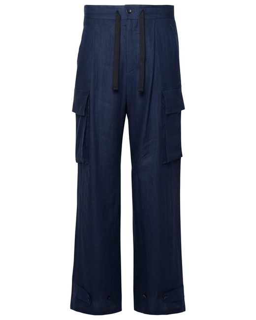 Dolce & Gabbana Blue Linen Cargo Pants for men