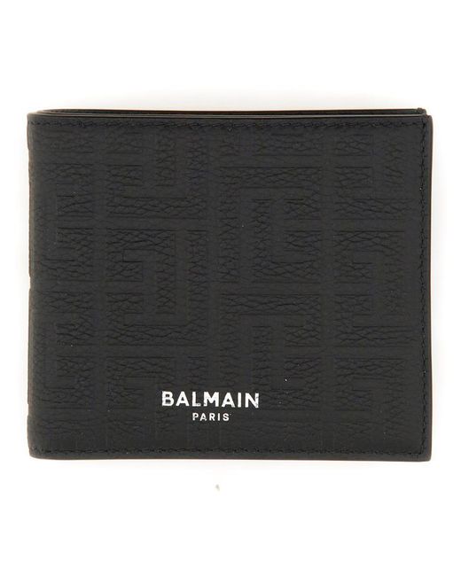 Balmain Black Leather Wallet for men