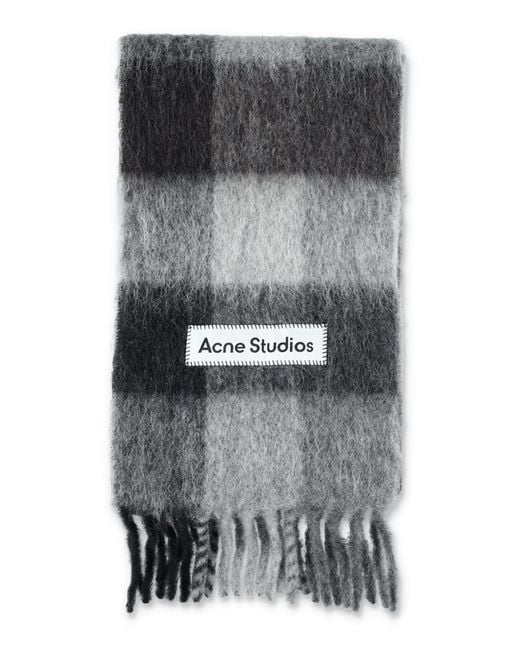 Acne Gray Mohair Check Scarf for men