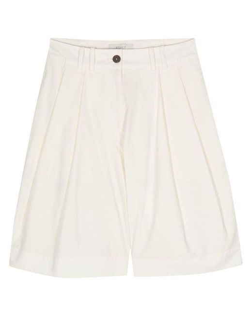 Studio Nicholson White Double Pleated Cotton Shorts