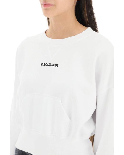 DSquared² White Cropped Sweatshirt With Logo