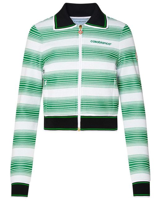 Casablancabrand Green White Cotton Blend Sweatshirt