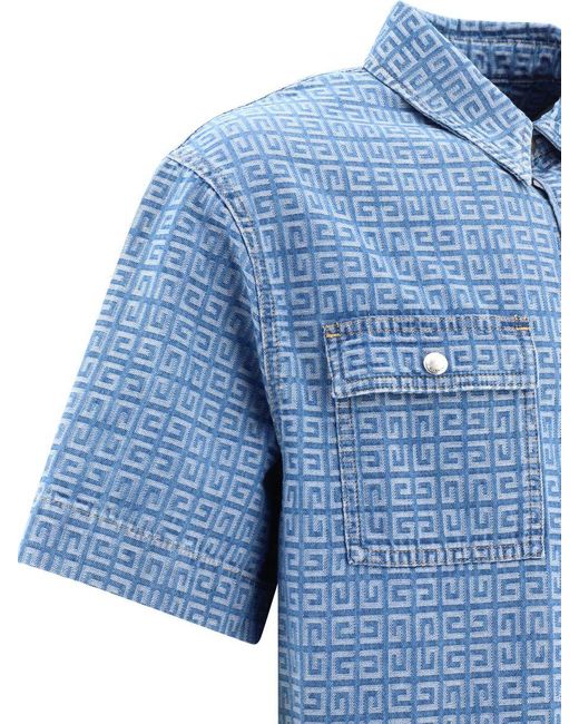 Givenchy Blue 4g Boxy Fit Denim Shirt for men