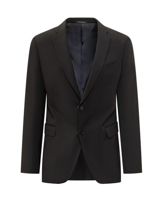 Emporio Armani Black Single-Breasted Blazer for men