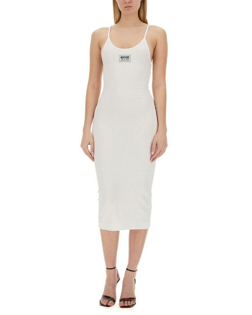 Moschino Jeans White Ribbed Dress