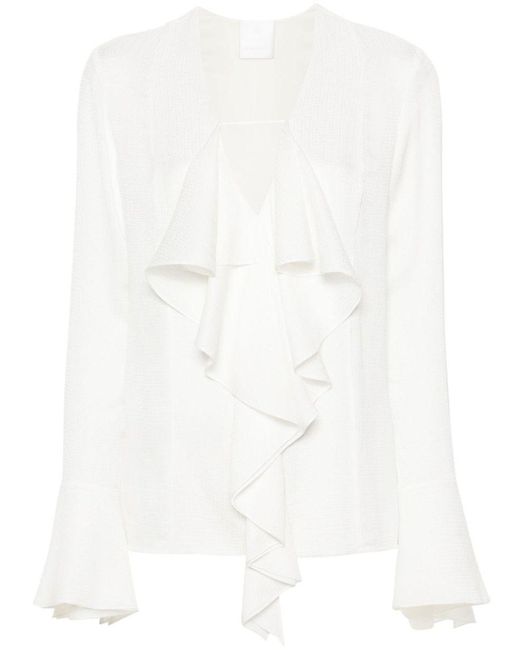 Givenchy White Silk Ruffled Blouse