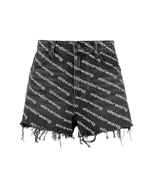 Alexander Wang Gray Bite Denim Shorts