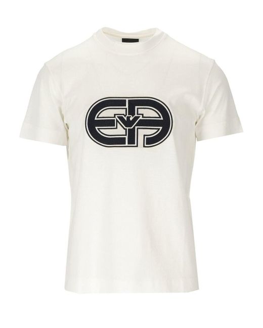 Emporio Armani T-shirt With Maxi Logo in White for Men | Lyst