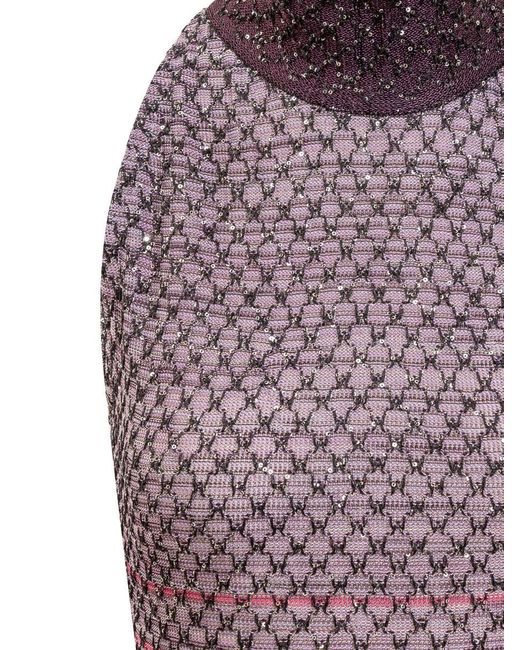 Missoni Purple Sequin-embellished Sleeveless Maxi Dress