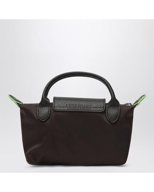 Longchamp Black Le Pliage Green Mocha Coloured Clutch Bag